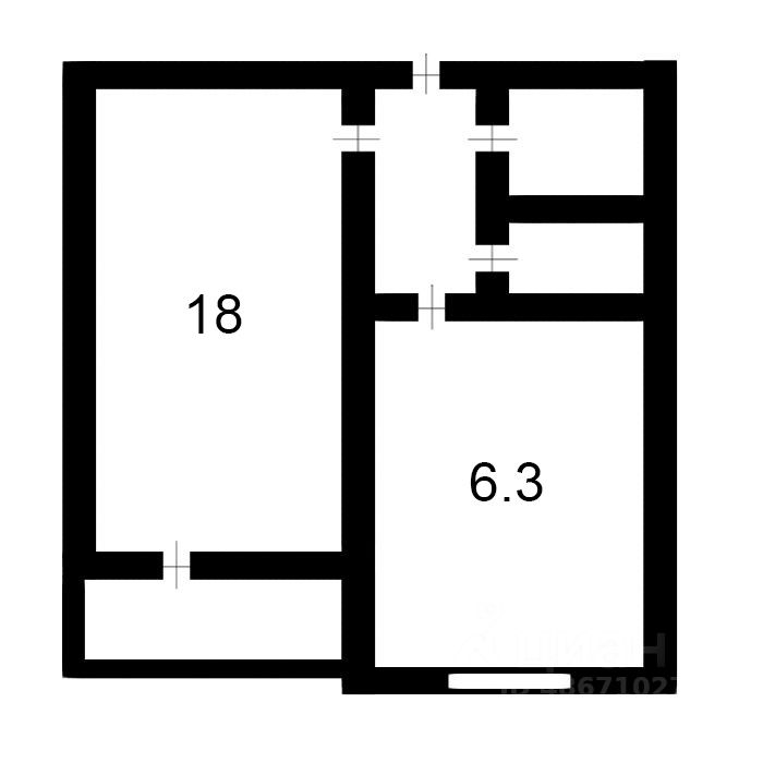 Планировка этой квартиры по данным Циан