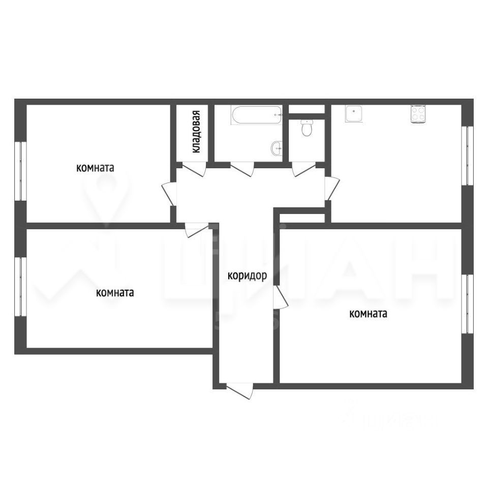 Планировка этой квартиры по данным Циан