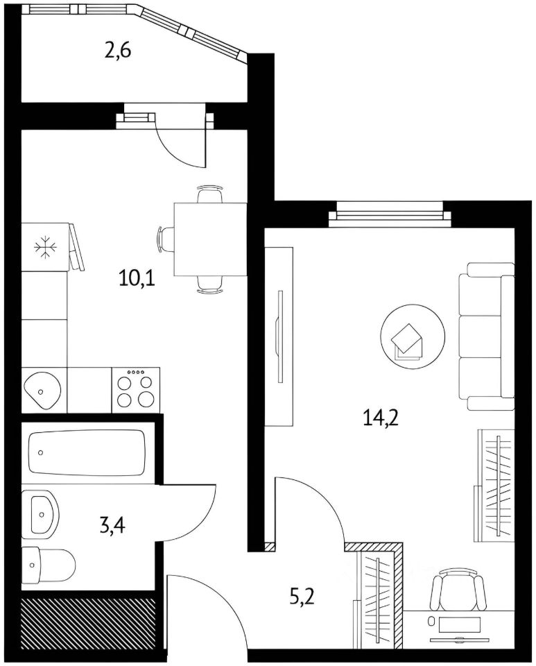 Планировка этой квартиры по данным Циан