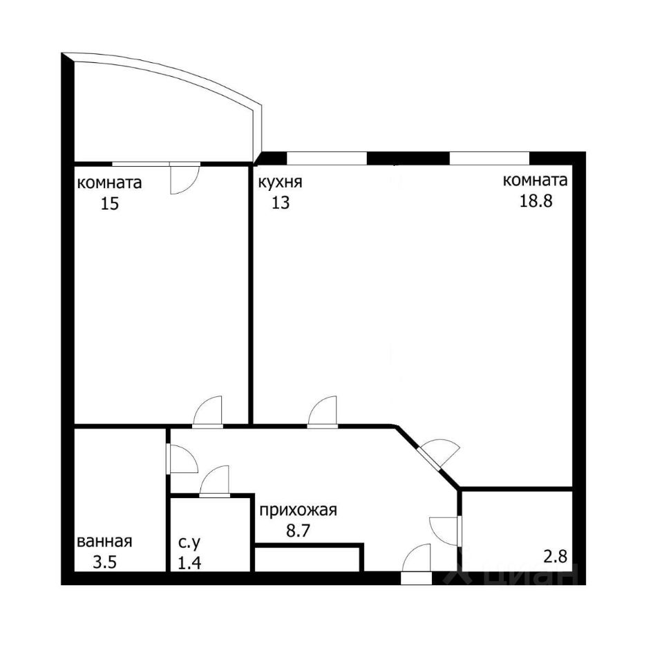 Планировка этой квартиры по данным Циан