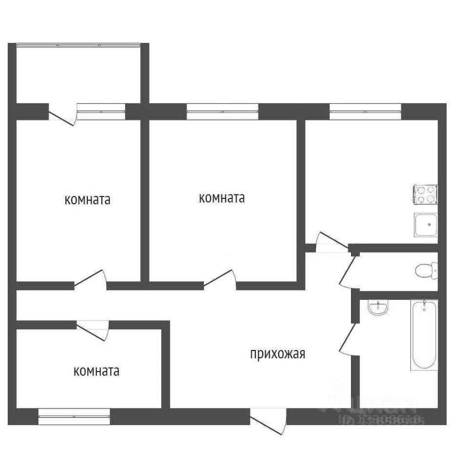Планировка этой квартиры по данным Циан