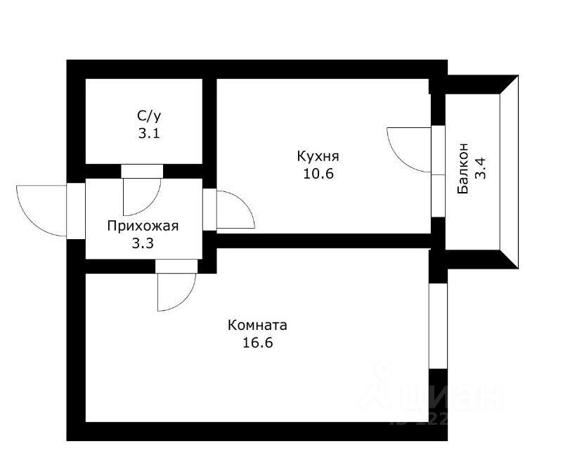 Планировка этой квартиры по данным Циан