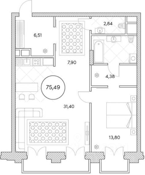 Планировка этой квартиры по данным Циан