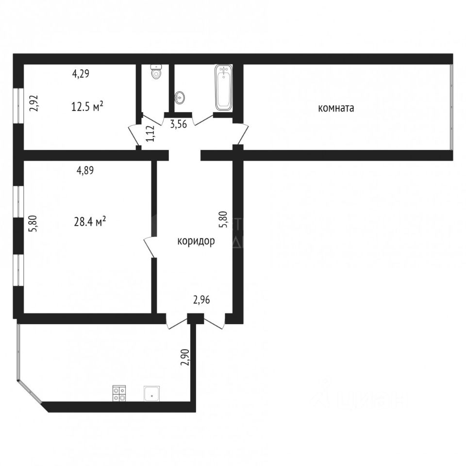 Планировка этой квартиры по данным Циан