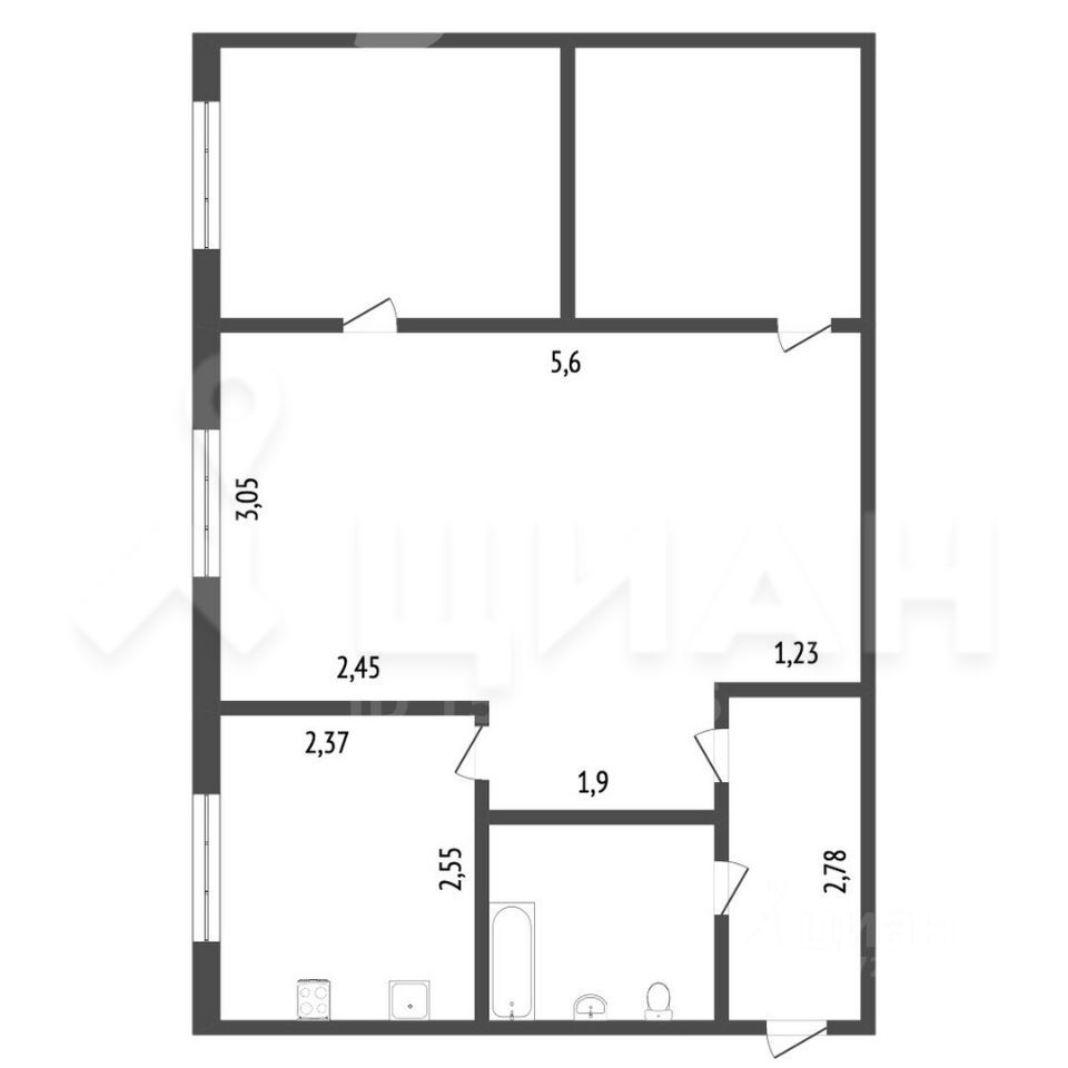 Планировка этой квартиры по данным Циан