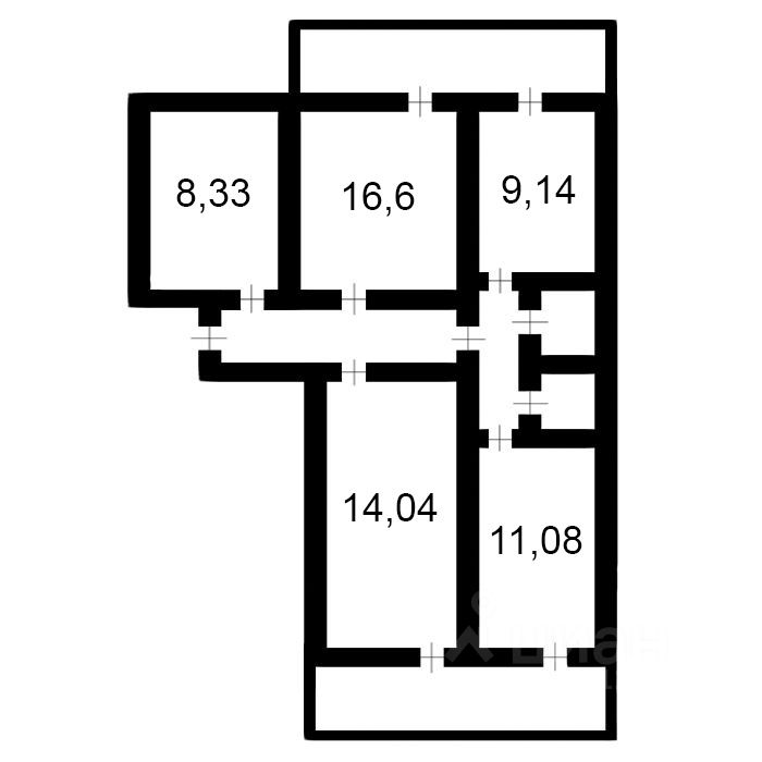 Планировка этой квартиры по данным Циан