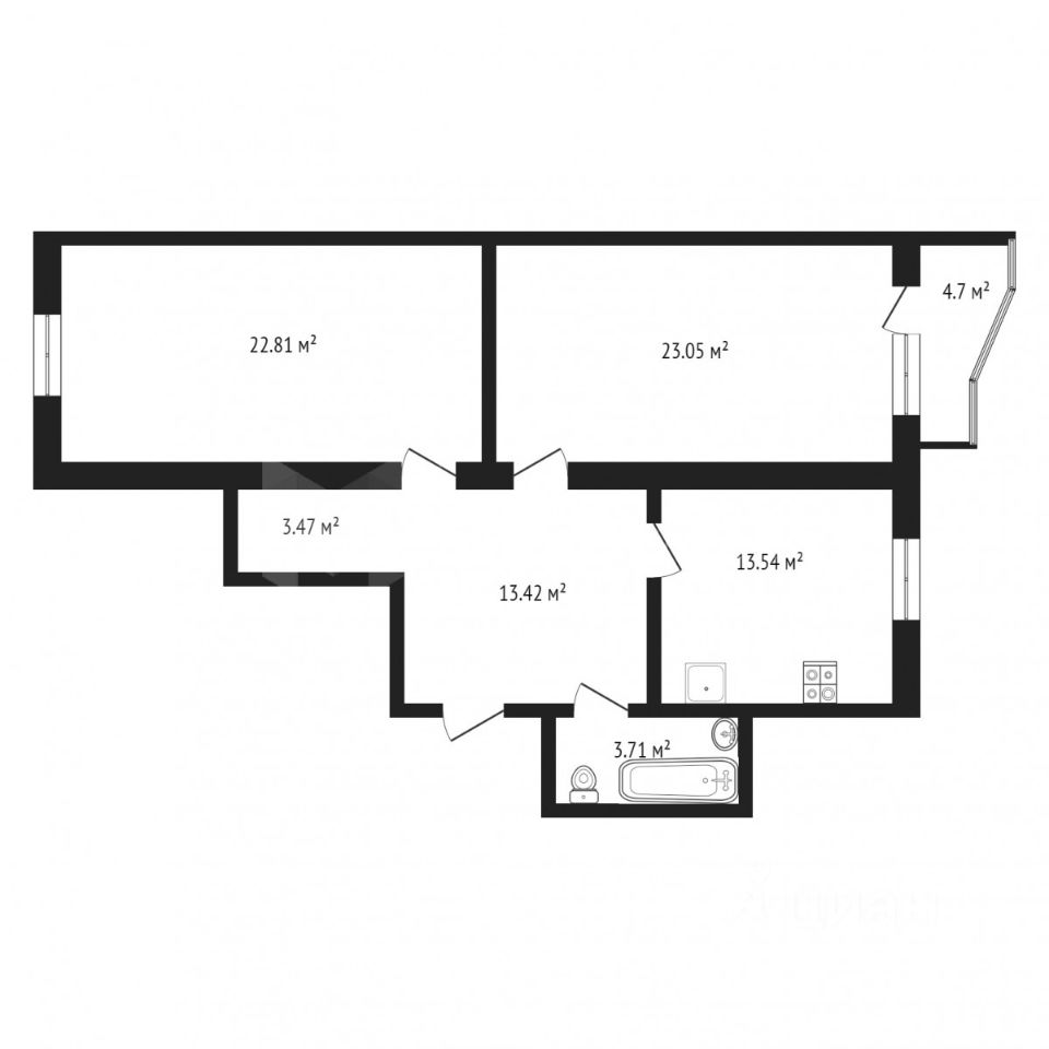 Планировка этой квартиры по данным Циан