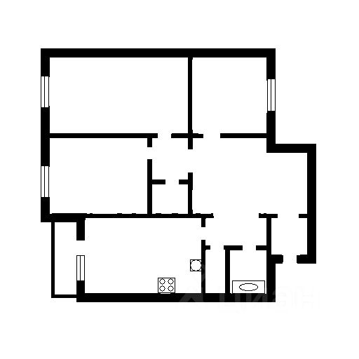 Планировка этой квартиры по данным Циан