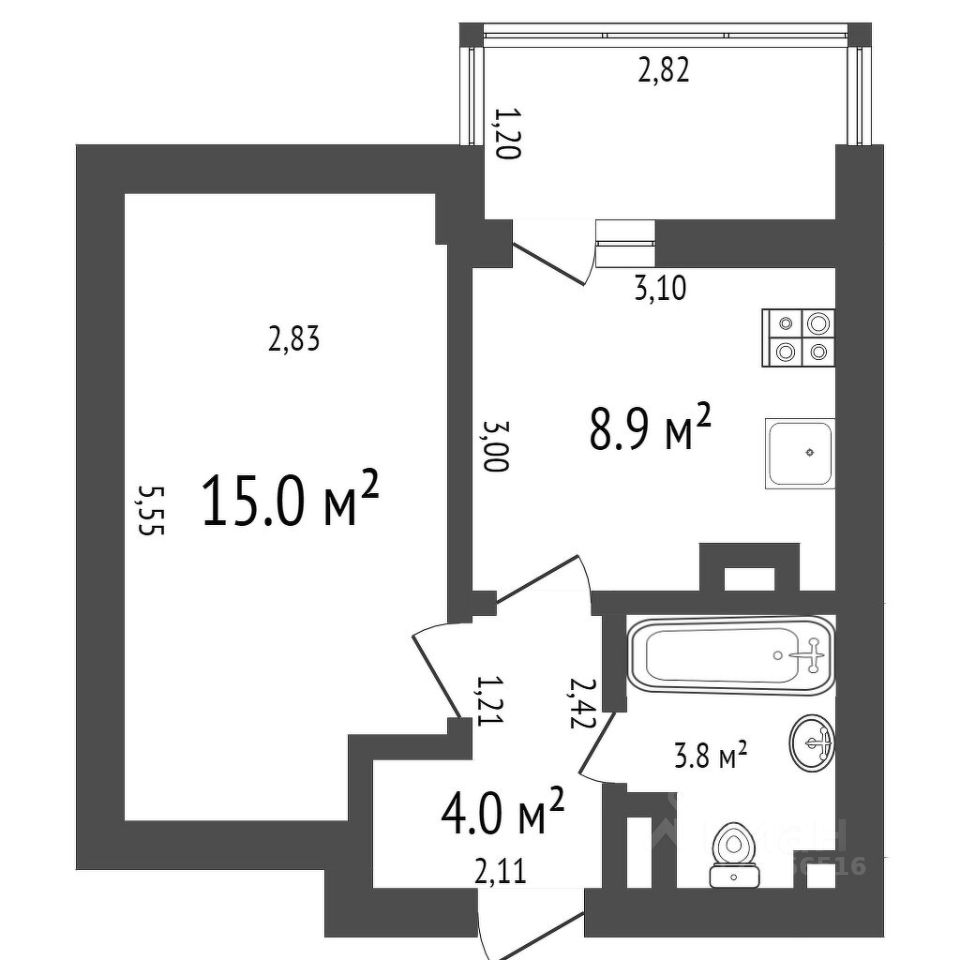 Планировка этой квартиры по данным Циан