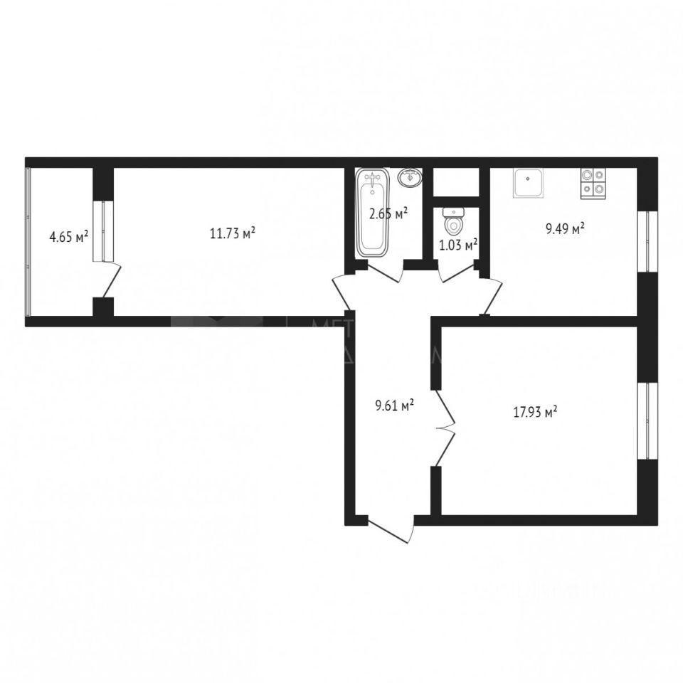 Планировка этой квартиры по данным Циан