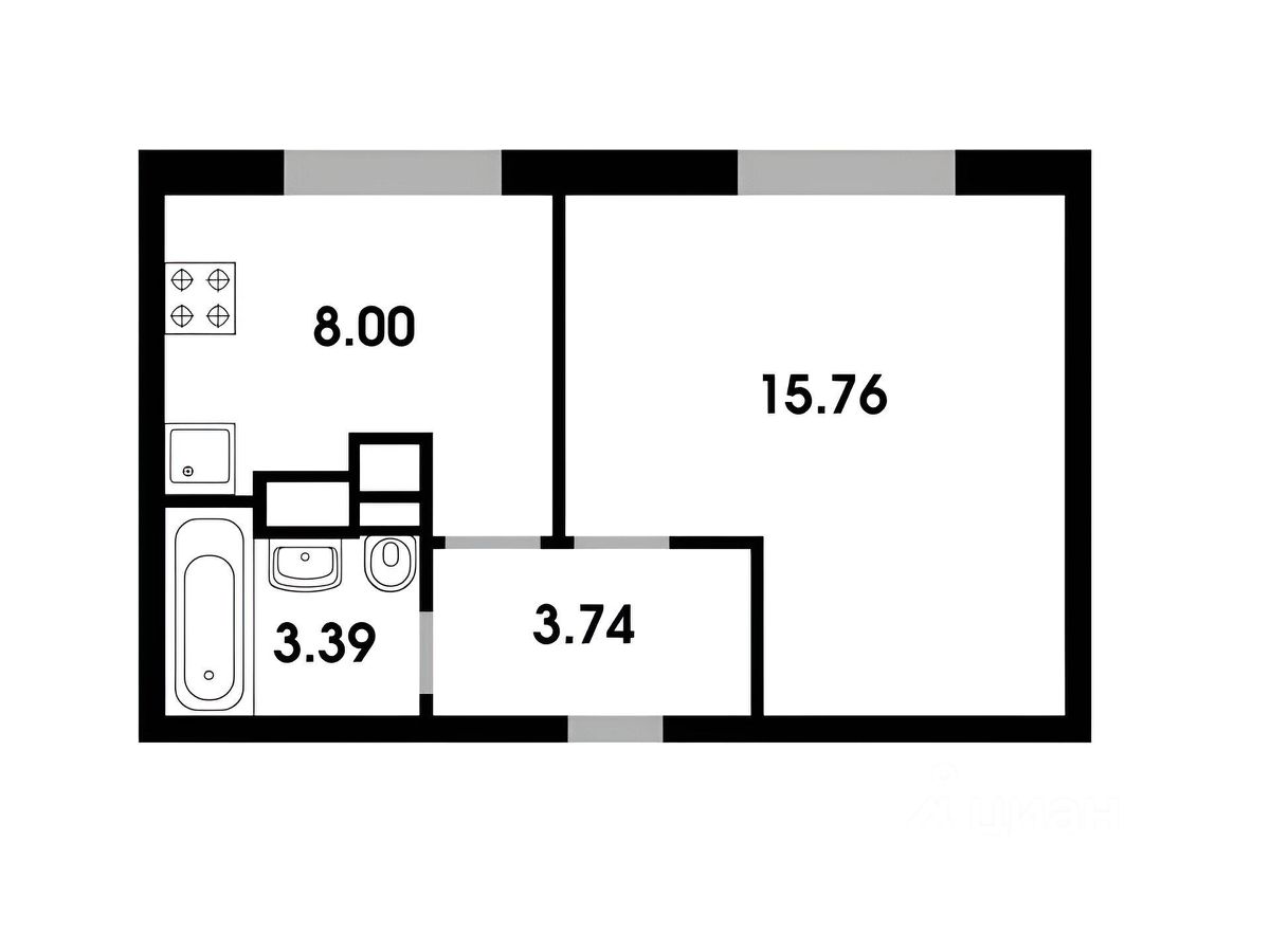 Планировка этой квартиры по данным Циан