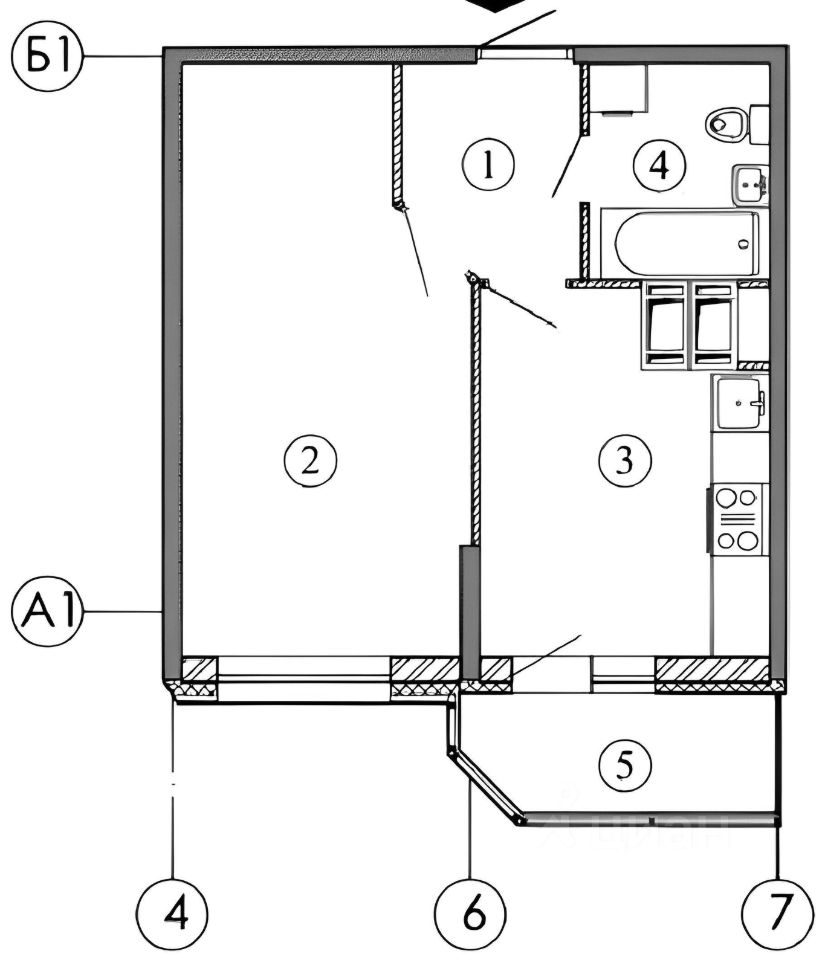 Планировка этой квартиры по данным Циан