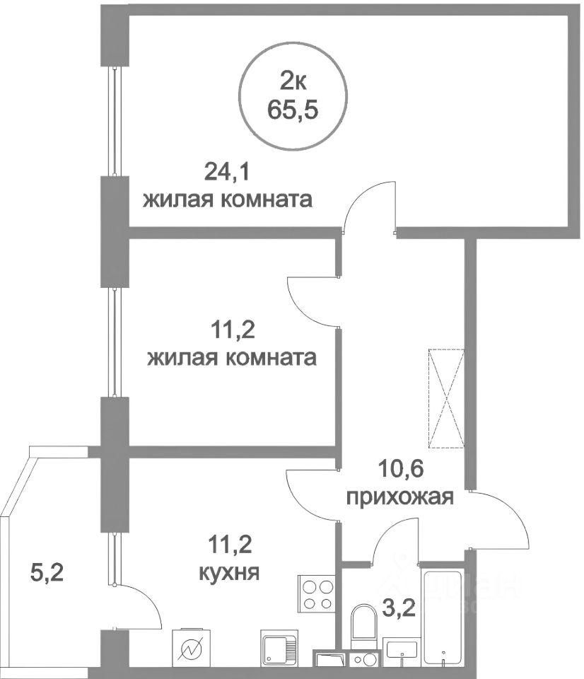Планировка этой квартиры по данным Циан