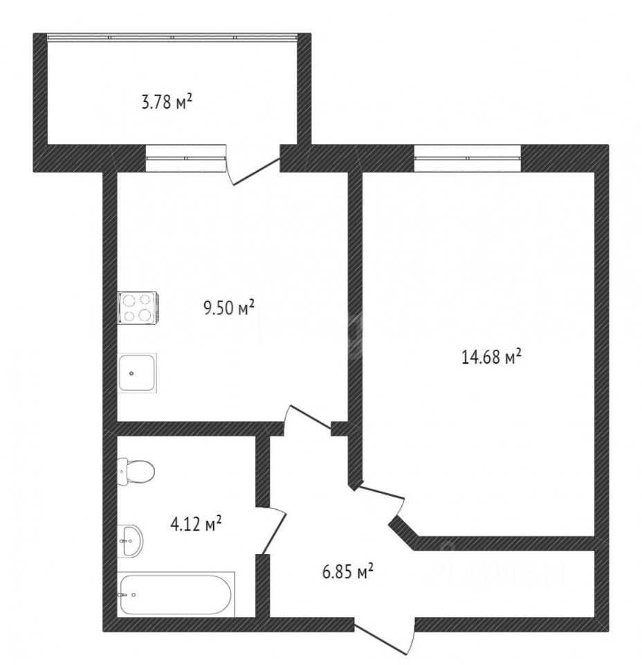 Планировка этой квартиры по данным Циан