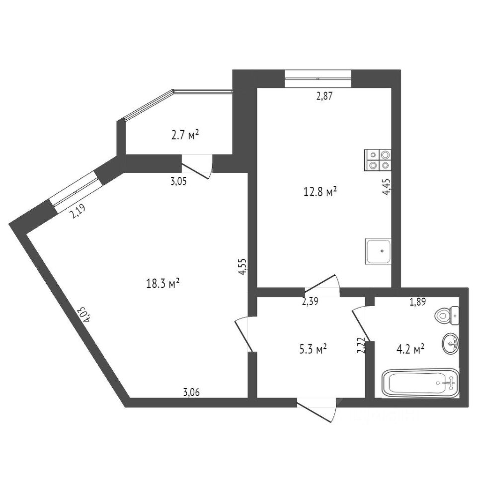 Планировка этой квартиры по данным Циан
