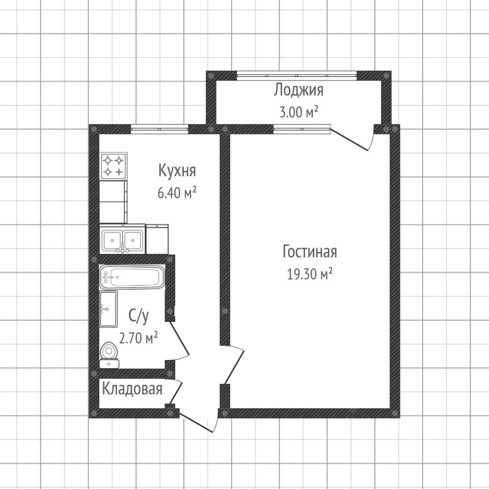 Планировка этой квартиры по данным Циан