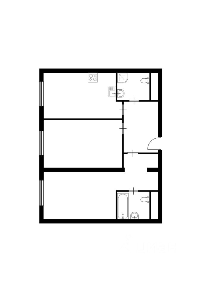 Планировка этой квартиры по данным Циан