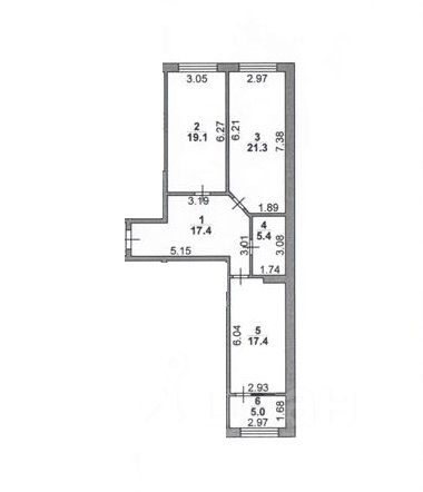 Планировка этой квартиры по данным Циан