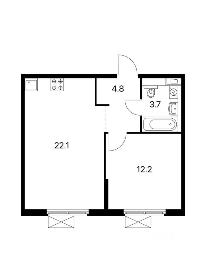 Планировка этой квартиры по данным Циан