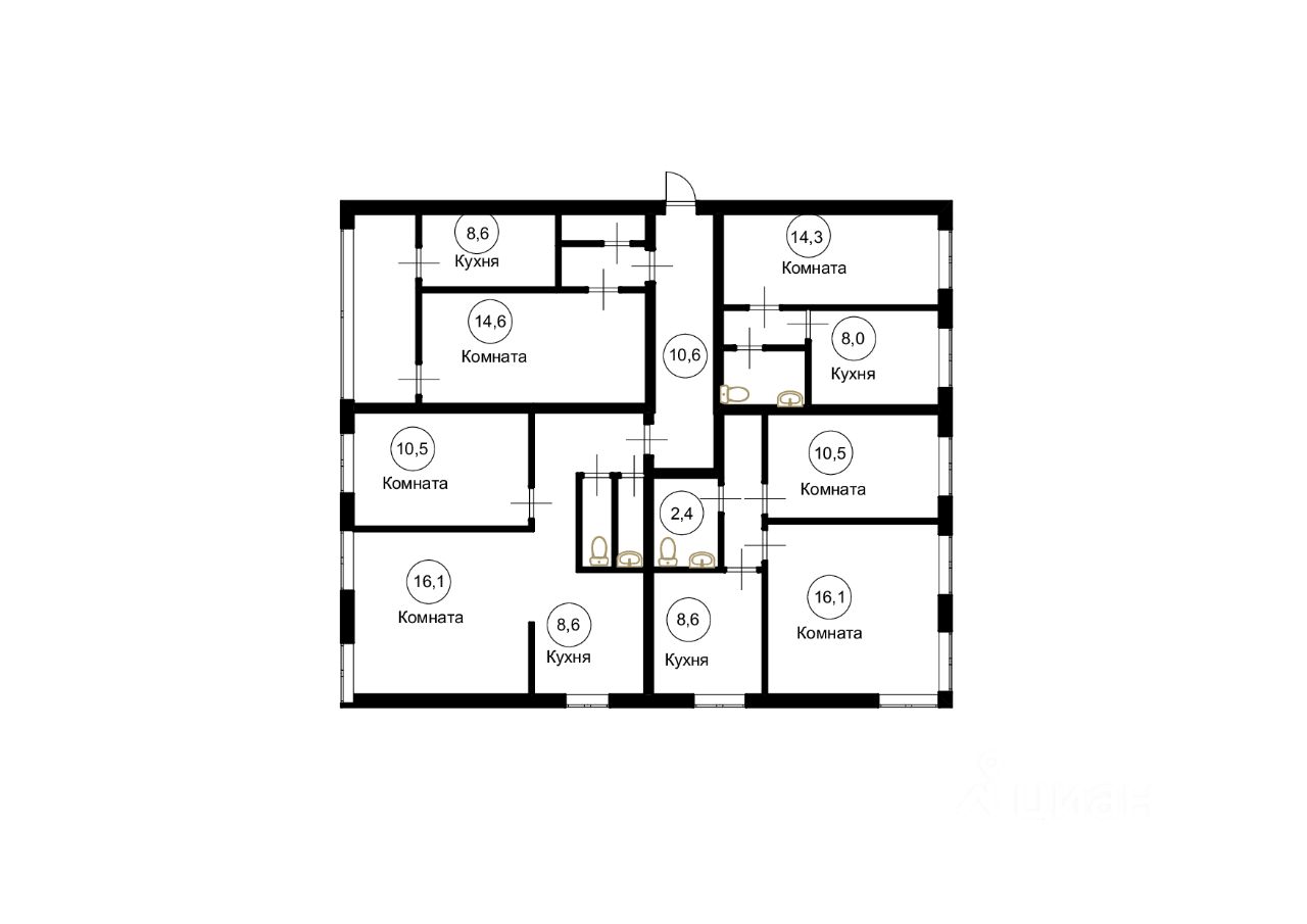 Планировка этой квартиры по данным Циан