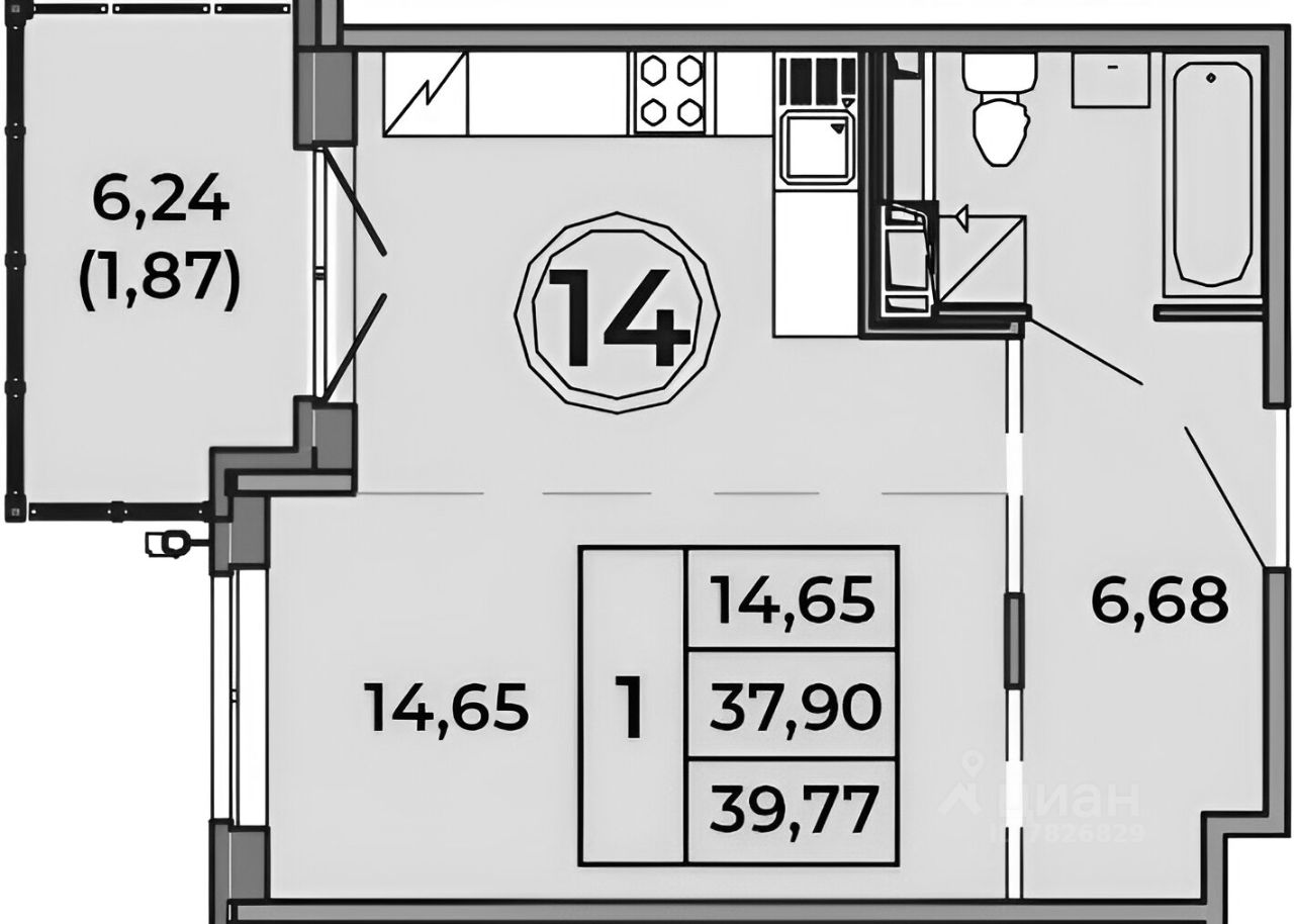 Планировка этой квартиры по данным Циан