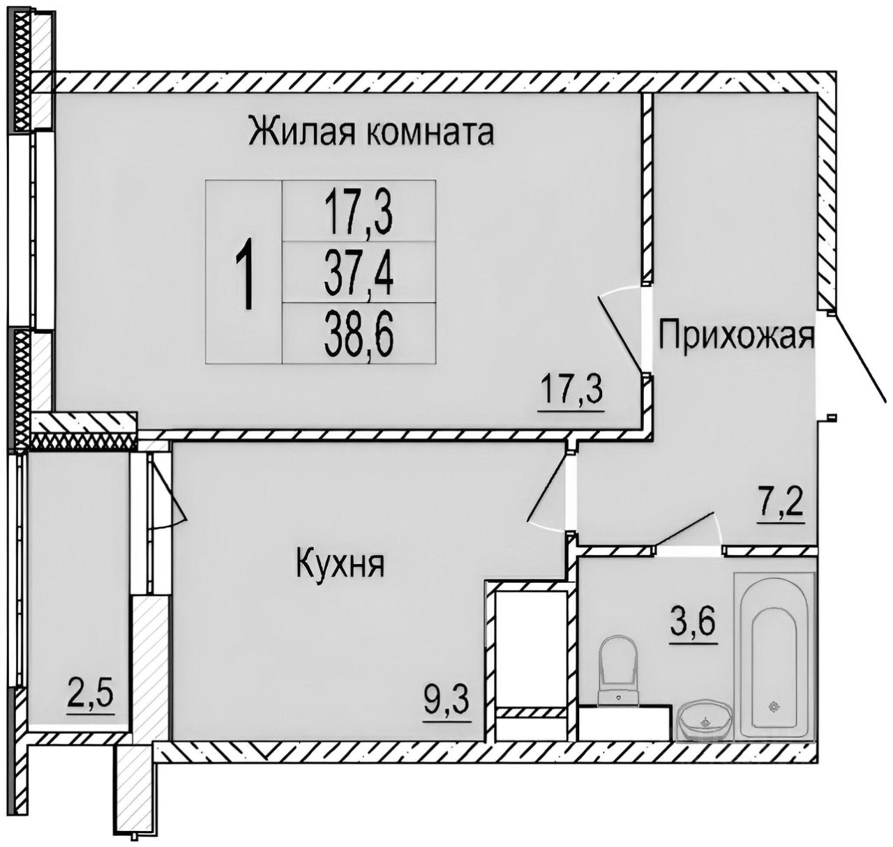 Планировка этой квартиры по данным Циан