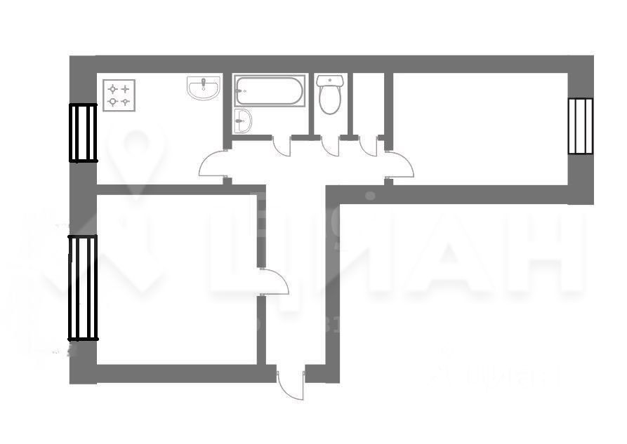 Планировка этой квартиры по данным Циан