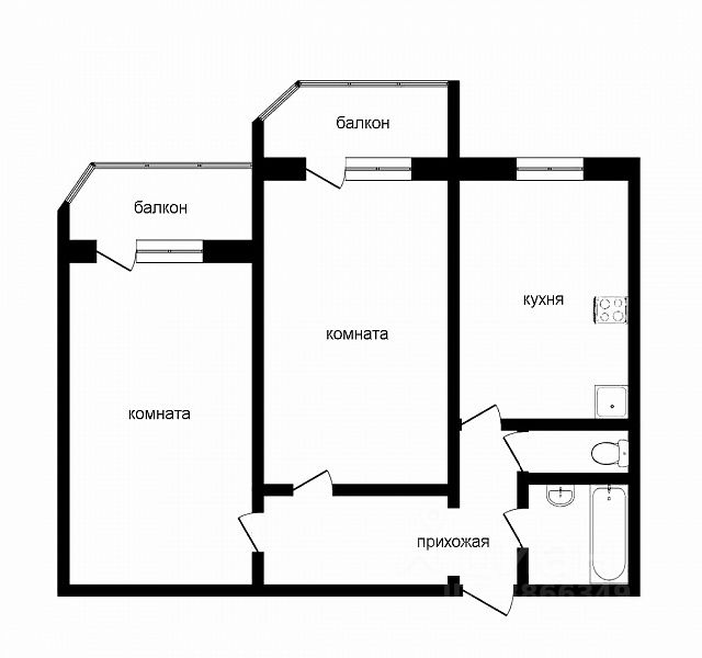 Планировка этой квартиры по данным Циан