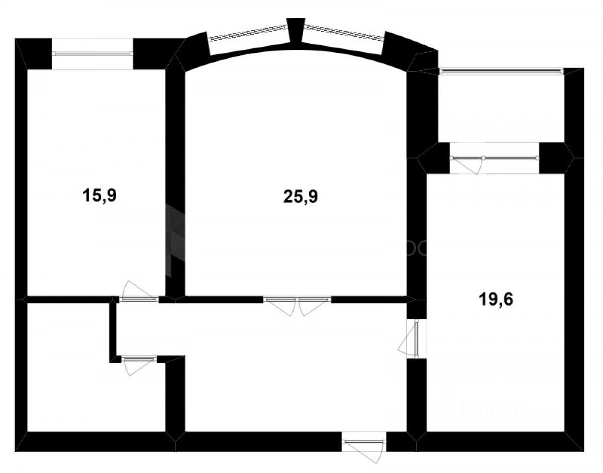 Планировка этой квартиры по данным Циан
