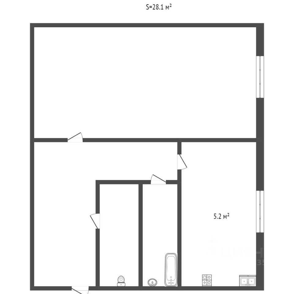 Планировка этой квартиры по данным Циан