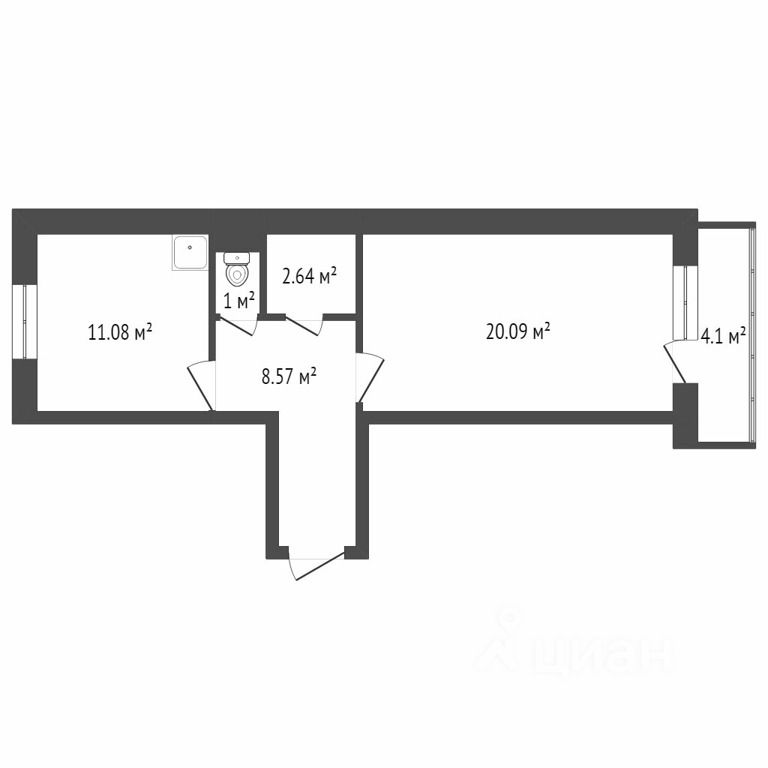 Планировка этой квартиры по данным Циан