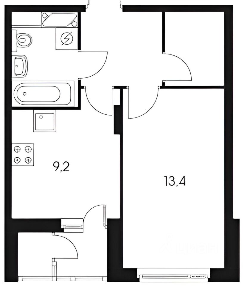 Планировка этой квартиры по данным Циан