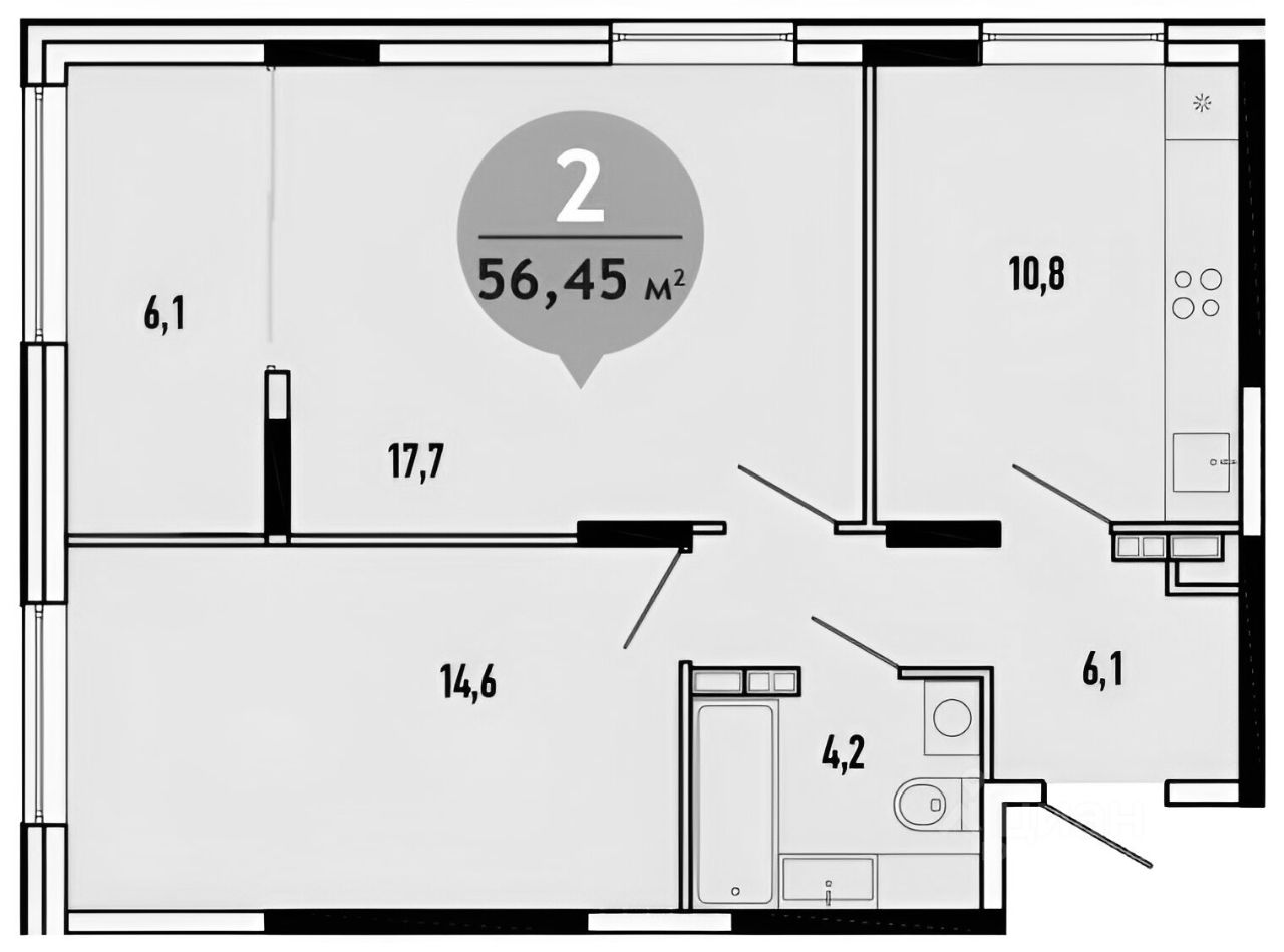 Планировка этой квартиры по данным Циан