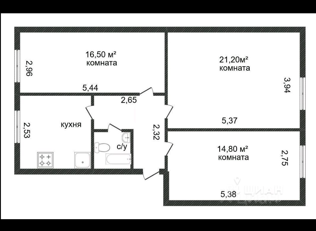 Планировка этой квартиры по данным Циан