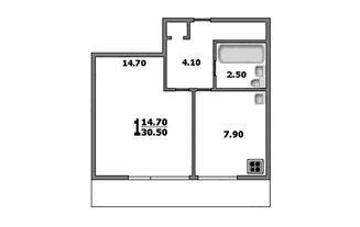 1-комн.кв., 31 м², этаж 3 1-комн.кв., 31 м², этаж 3