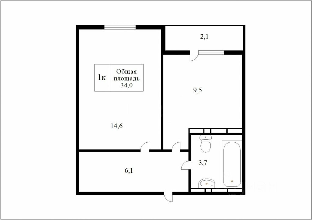 Планировка этой квартиры по данным Циан