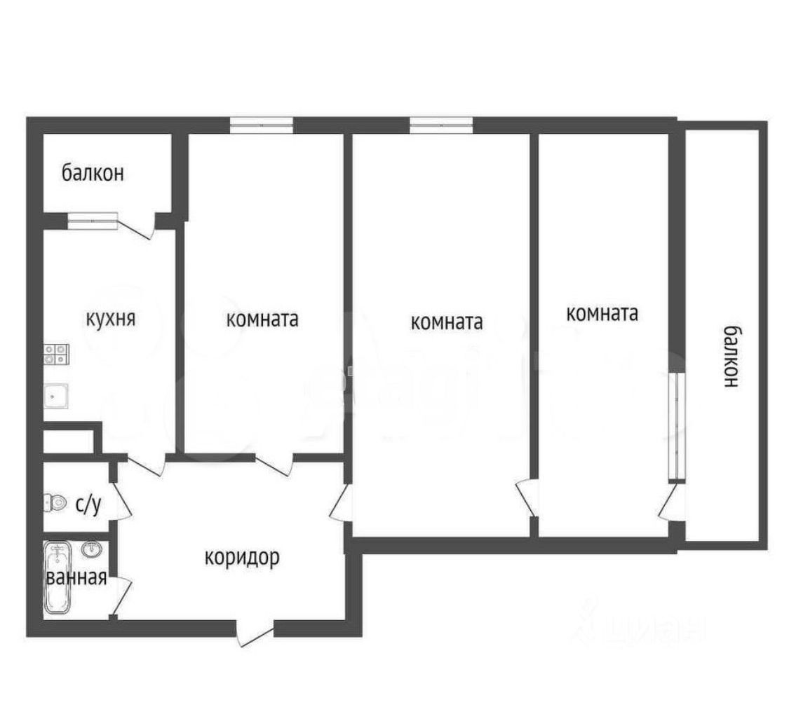 Планировка этой квартиры по данным Циан