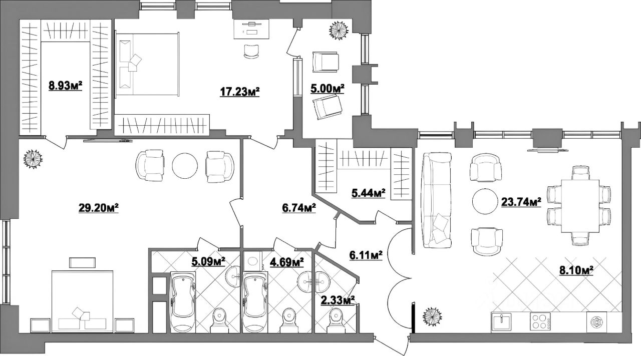 Планировка этой квартиры по данным Циан