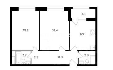 Планировка этой квартиры по данным Циан