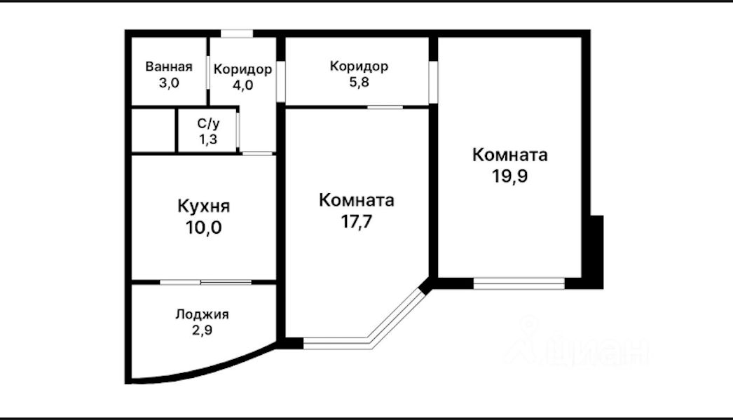 Планировка этой квартиры по данным Циан