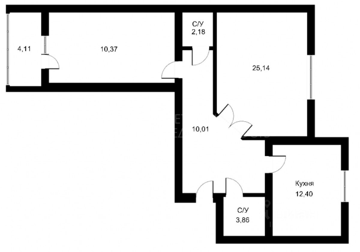 Планировка этой квартиры по данным Циан