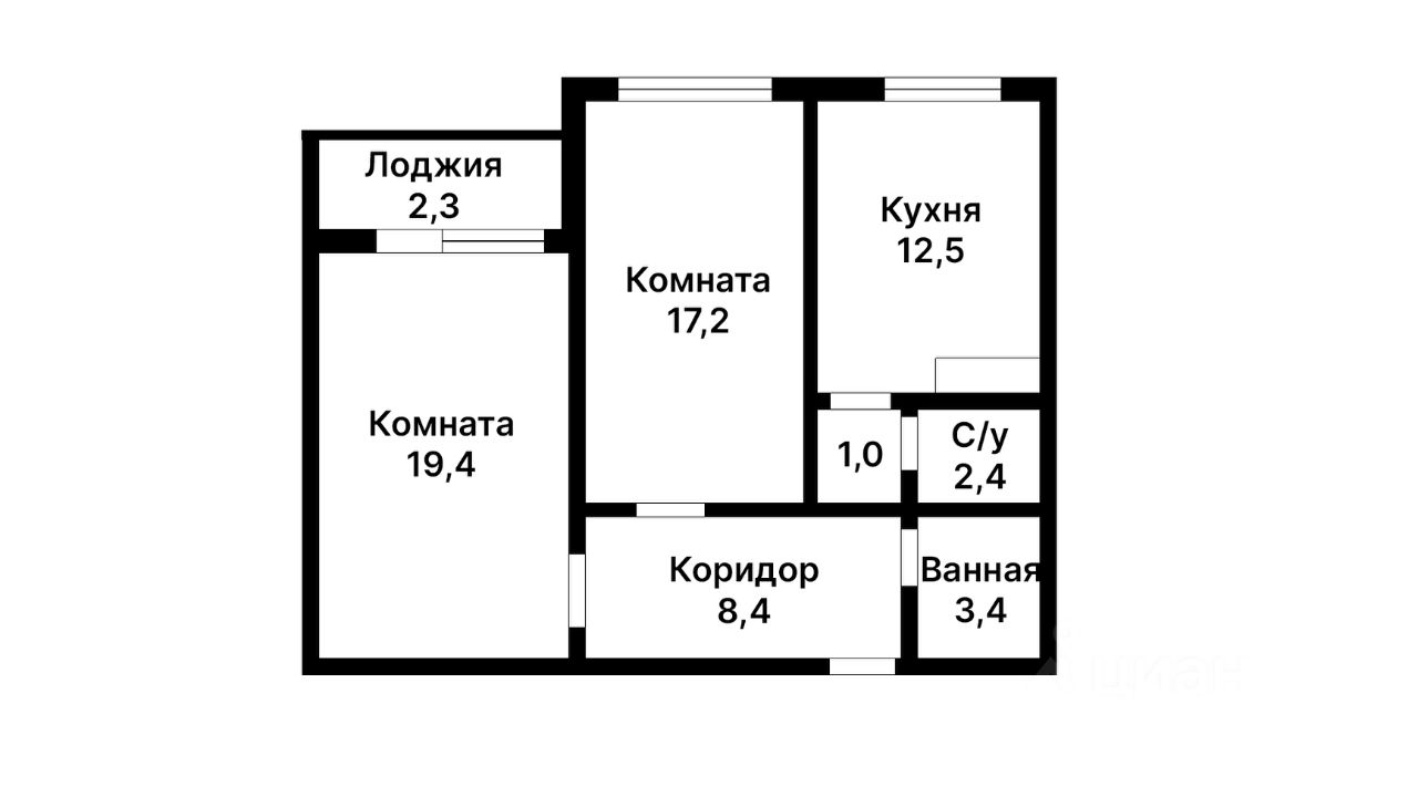 Планировка этой квартиры по данным Циан