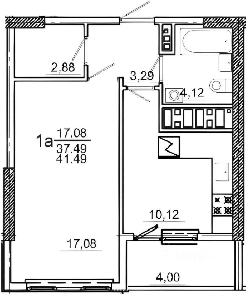 Планировка этой квартиры по данным Циан
