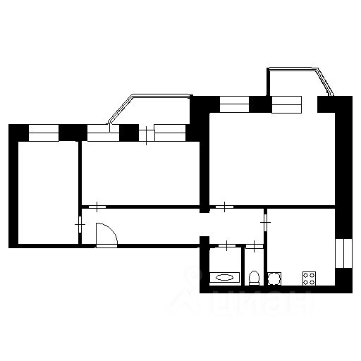 Планировка этой квартиры по данным Циан