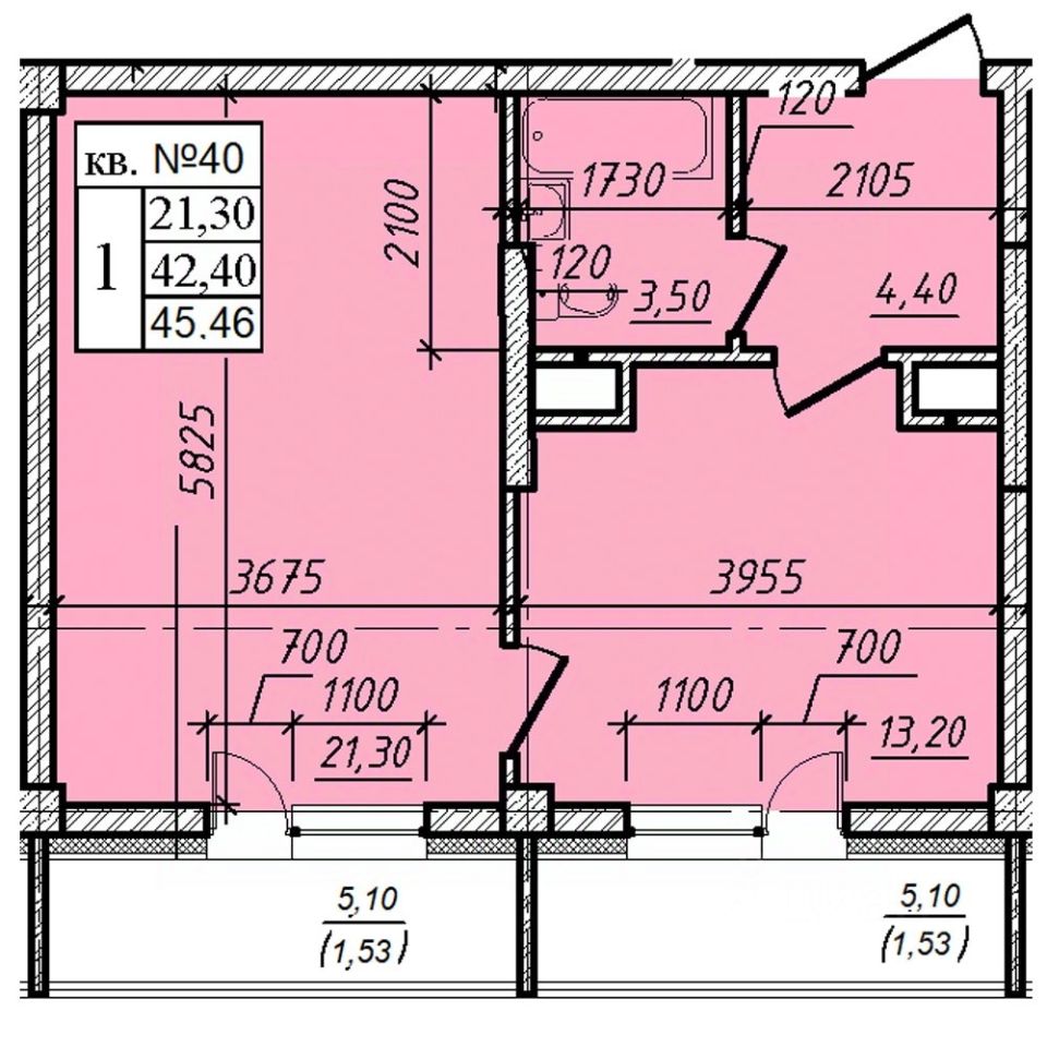1-комн.кв., 45,5 м², 3/8 этаж
