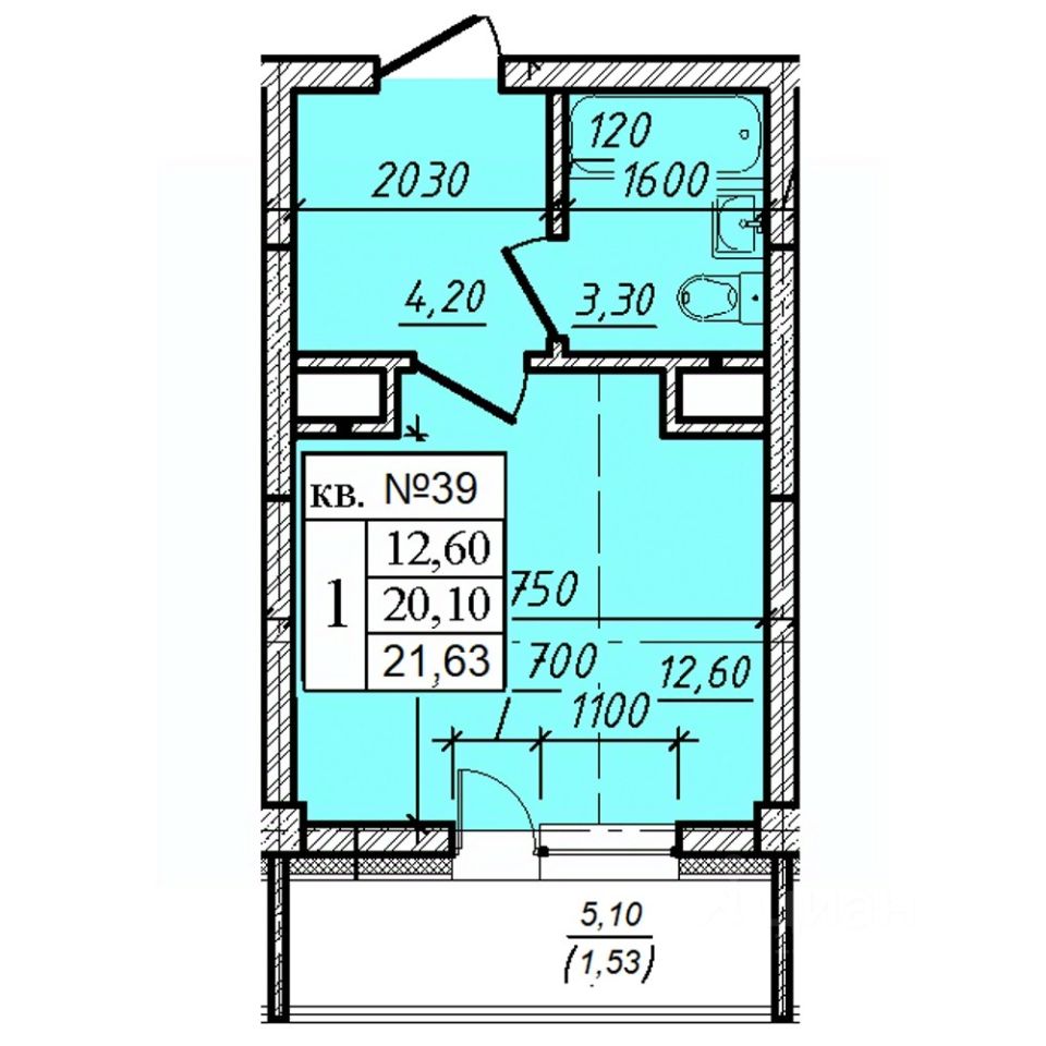 1-комн.кв., 21,6 м², 3/8 этаж