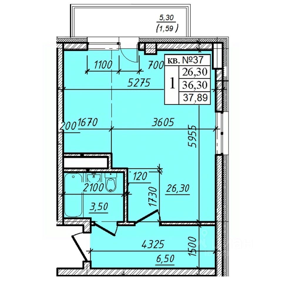 1-комн.кв., 37,9 м², 3/8 этаж