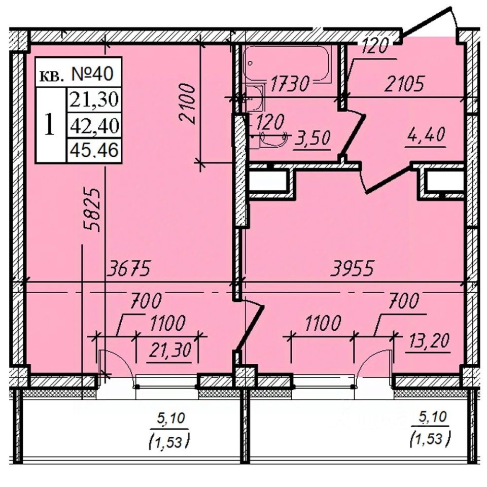 1-комн.кв., 45,5 м², 3/8 этаж