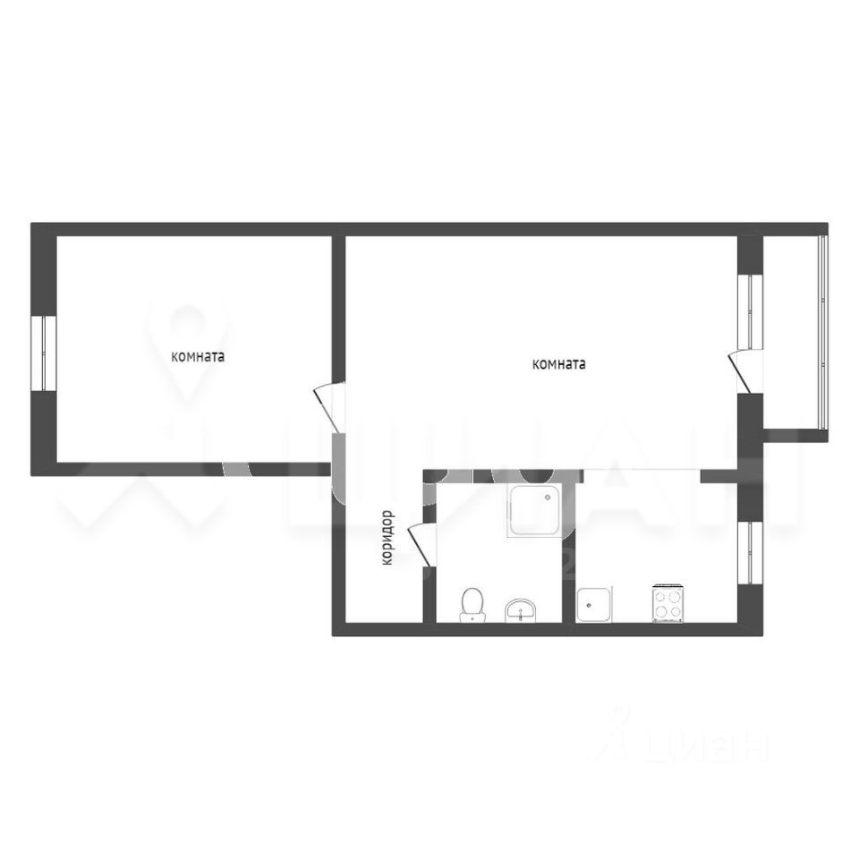 Планировка этой квартиры по данным Циан