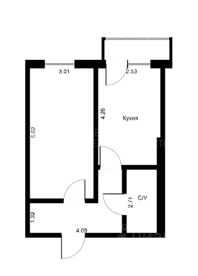 Планировка этой квартиры по данным Циан